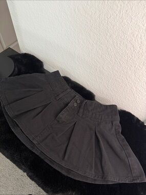 PacSun Black Pleated Skater Micro Skirt with Double-Button Waist